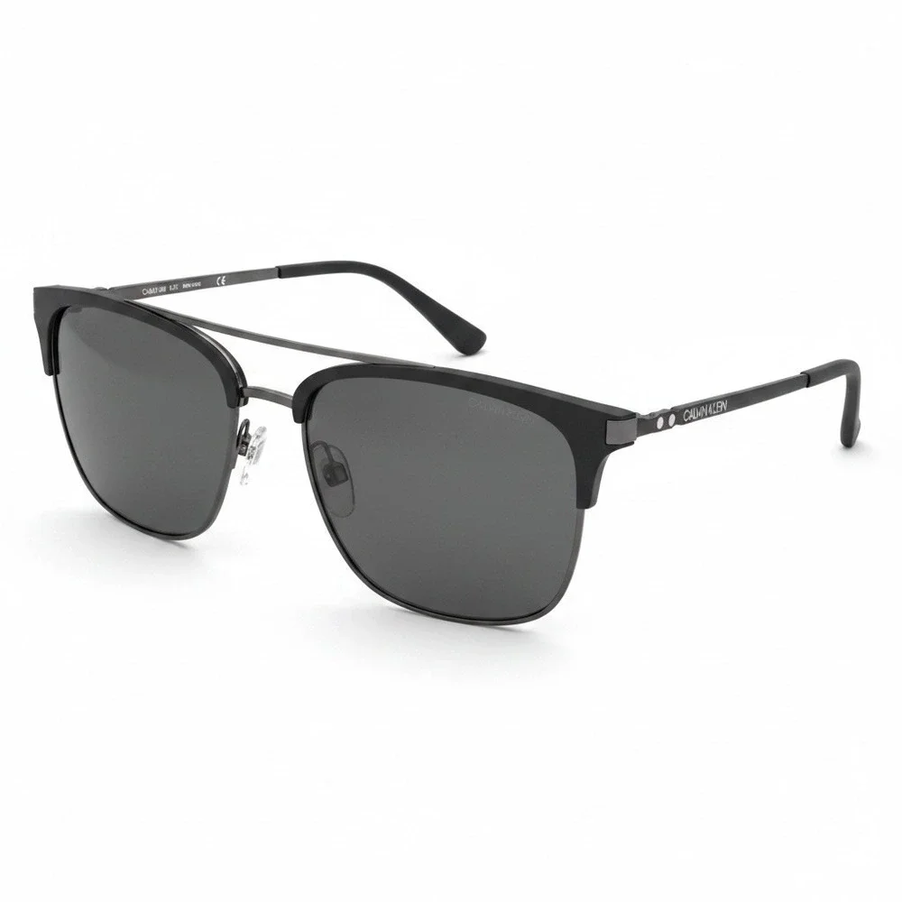 Calvin Klein CK19301SG Matte Black Square Polarized Sunglasses 54-18-140 NWOT